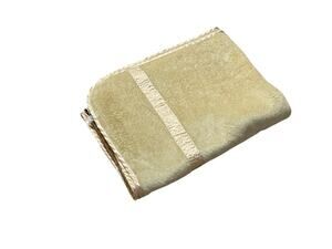 Vintage Jockey Throw Blanket Gold Yellow Fleece Satin Trim Accent Quilt Cover